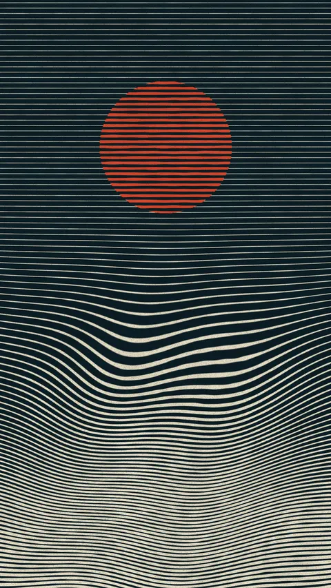 Linocut Wave, abstract phone wallpaper