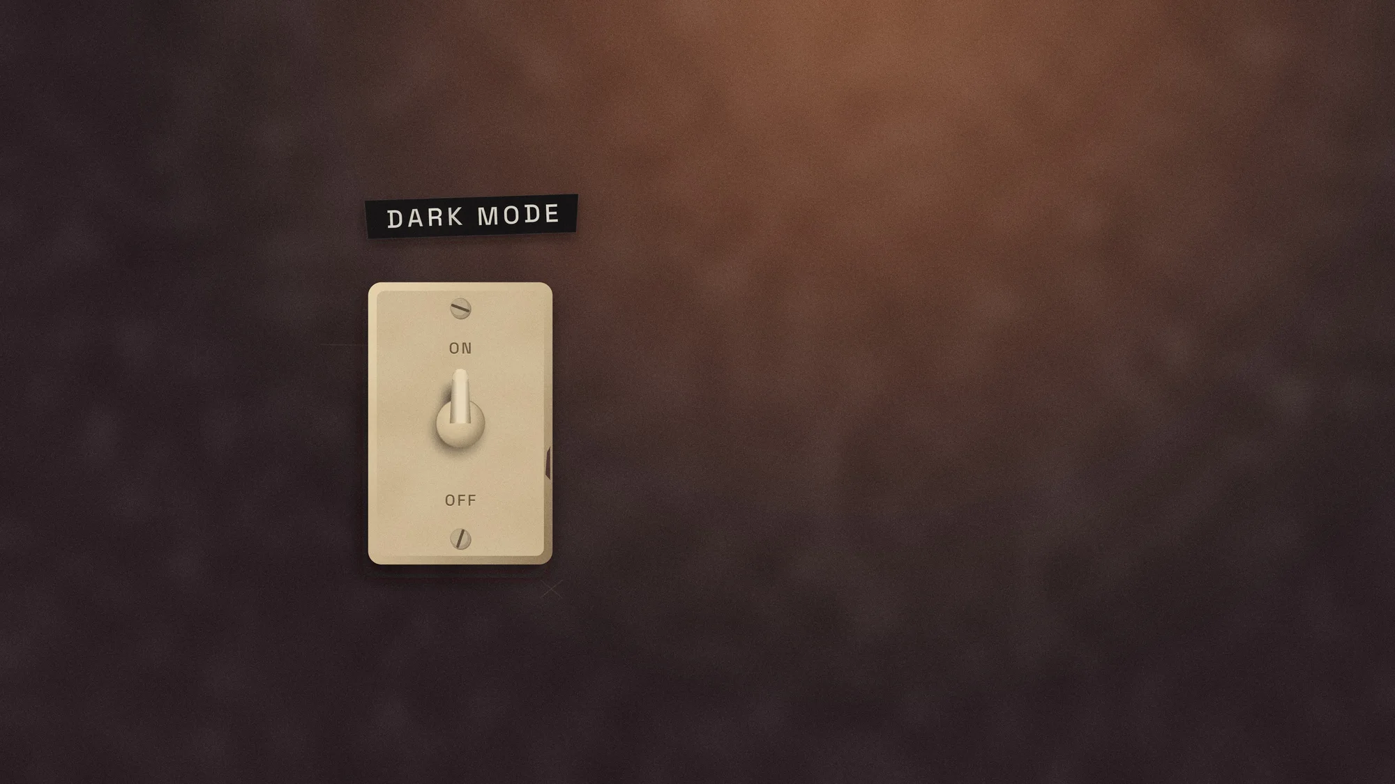 Dark Mode Switch (Dark): The same "DARK MODE" switch flicked on under a warm lamp, its shadow falling the other way.
