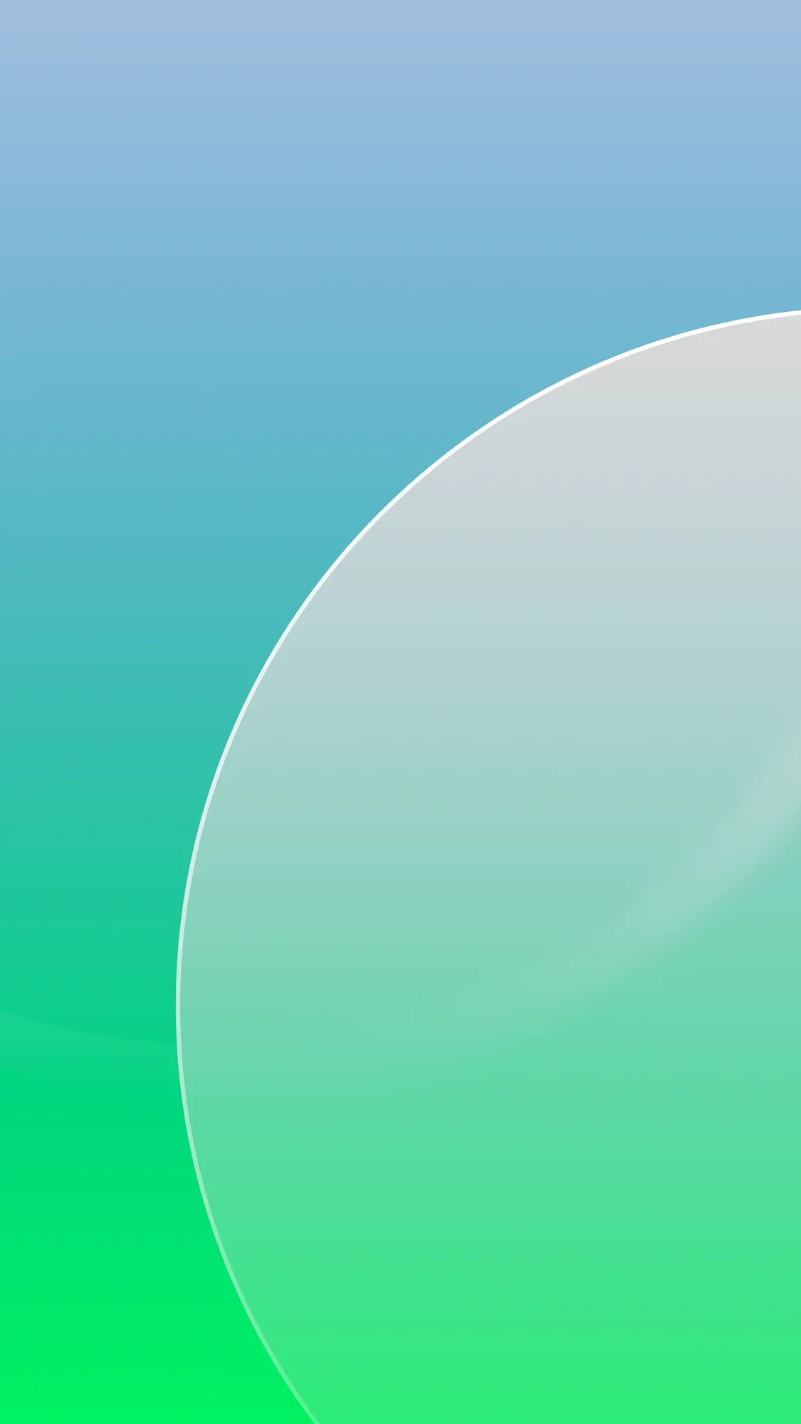 Glass Mint: A frosted lens over a fresh blue to spring-green gradient.