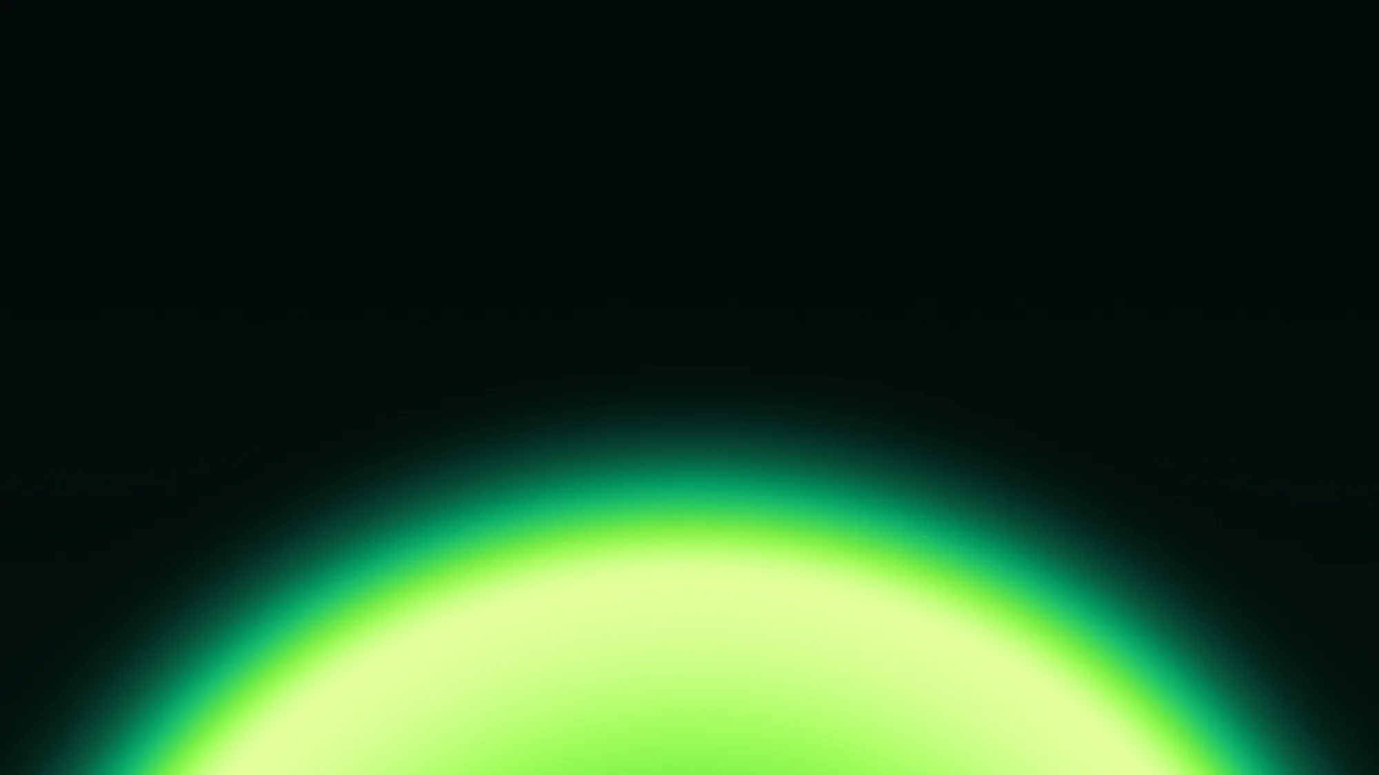 Emerald Horizon: A dark green-black sky above a curved emerald horizon glowing toward lime at its rim.