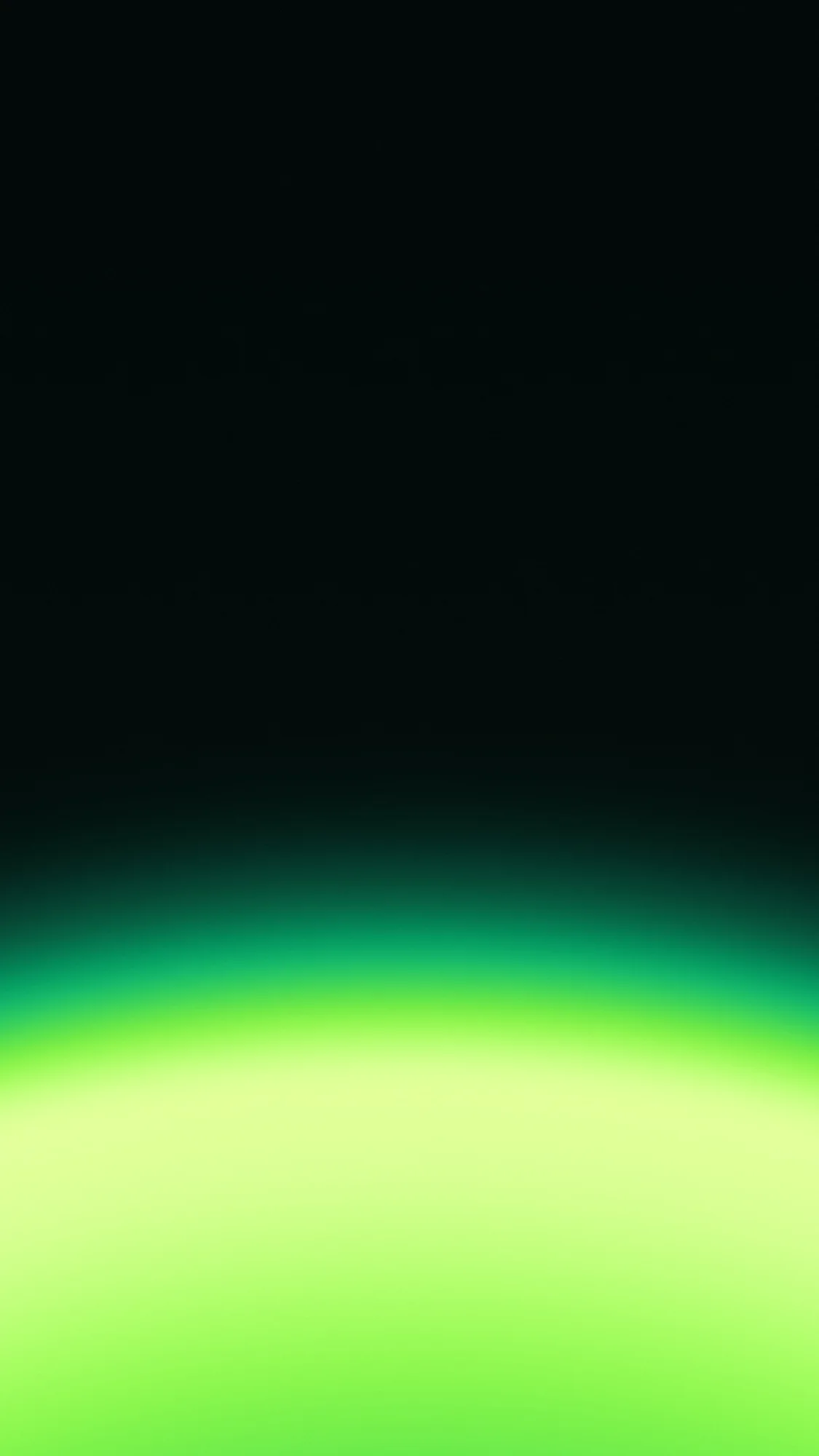 Emerald Horizon: A dark green-black sky above a curved emerald horizon glowing toward lime at its rim.