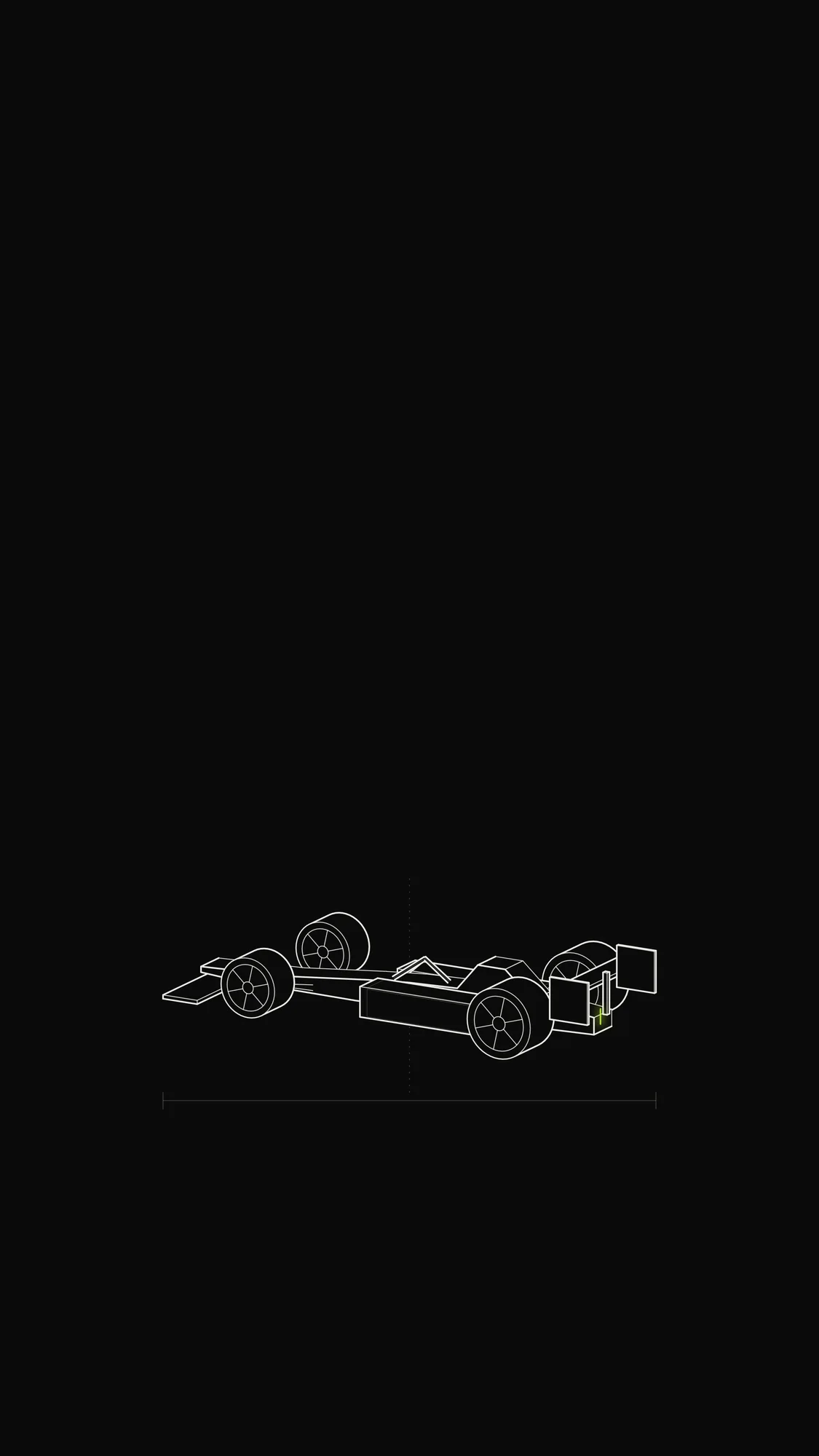 Open-Wheel Race Car Outline: A generic open-wheel race car with wings, sidepods and halo, with a lime rear light.